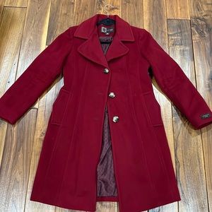 Burgundy wool cashmere long women’s coat